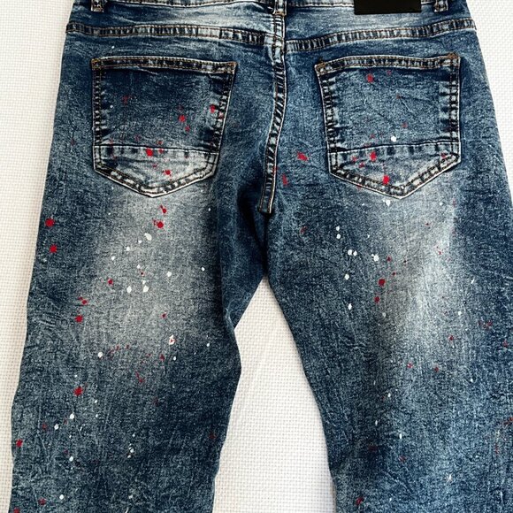Parish Nation Rare Paint Splatter Rip and Repair Distressed Denim Jeans 32x29 - Picture 10 of 11